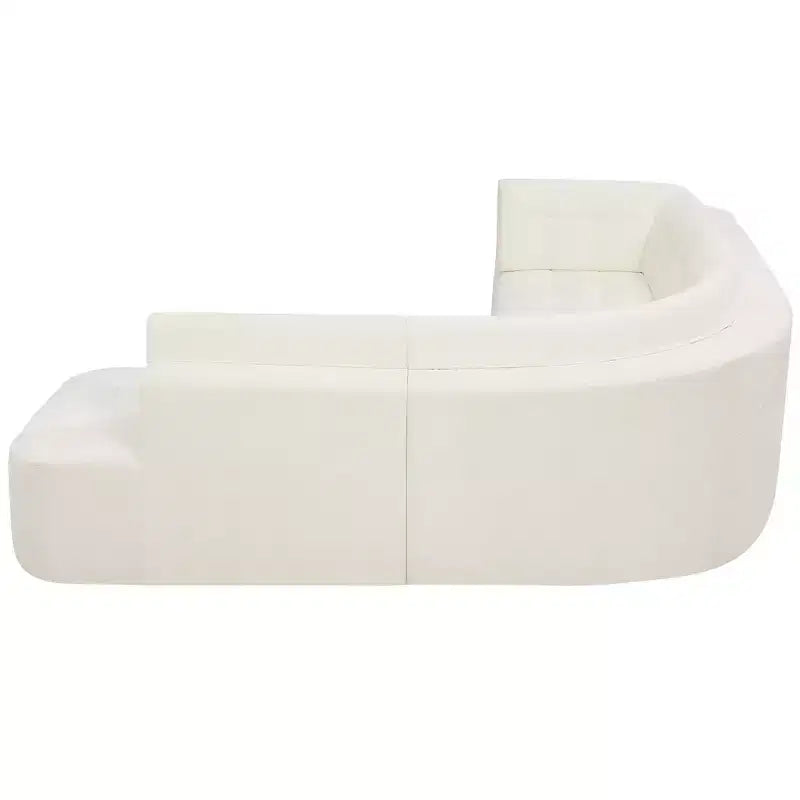 Divano Sezionale Moderno a L Whisen 119'', Divano Curvo Minimalista con Braccioli, Orientamento a Destra, Design Trapuntato, Nessun Montaggio Richiesto