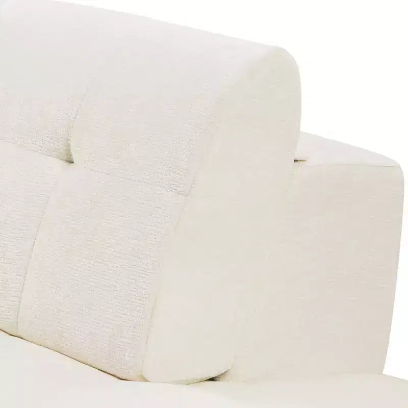 Divano Sezionale Moderno a L Whisen 119'', Divano Curvo Minimalista con Braccioli, Orientamento a Destra, Design Trapuntato, Nessun Montaggio Richiesto