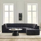 Divano Sezionale Moderno a L Whisen 119'', Divano Curvo Minimalista con Braccioli, Orientamento a Destra, Design Trapuntato, Nessun Montaggio Richiesto