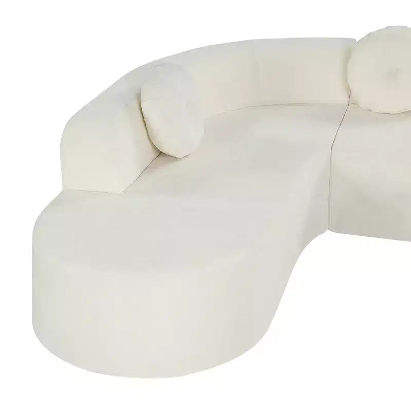 Divano componibile Whisen 122'' Extra Large, Elegante Divano Imbottito in Tessuto con Tre Cuscini Rotondi, Schiuma ad Alta Resilienza