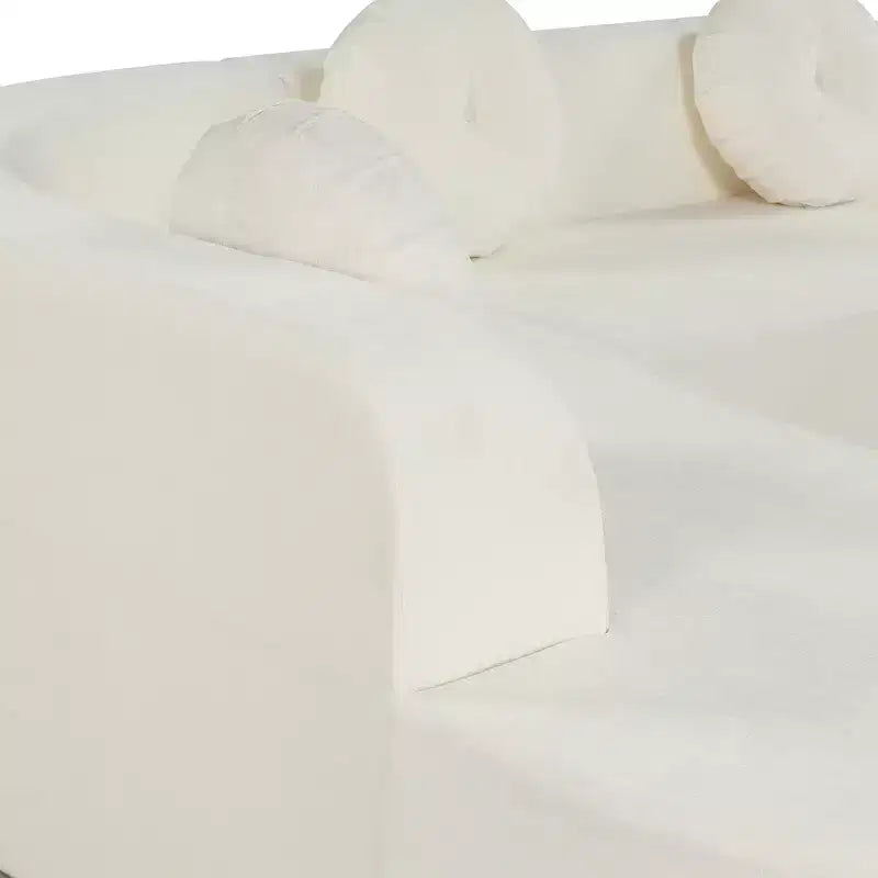 Divano componibile Whisen 122'' Extra Large, Elegante Divano Imbottito in Tessuto con Tre Cuscini Rotondi, Schiuma ad Alta Resilienza