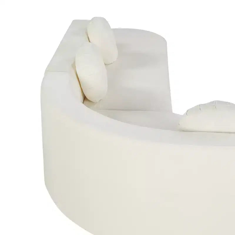 Divano componibile Whisen 122'' Extra Large, Elegante Divano Imbottito in Tessuto con Tre Cuscini Rotondi, Schiuma ad Alta Resilienza