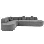 Divano componibile Whisen 122'' Extra Large, Elegante Divano Imbottito in Tessuto con Tre Cuscini Rotondi, Schiuma ad Alta Resilienza