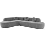 Divano componibile Whisen 122'' Extra Large, Elegante Divano Imbottito in Tessuto con Tre Cuscini Rotondi, Schiuma ad Alta Resilienza