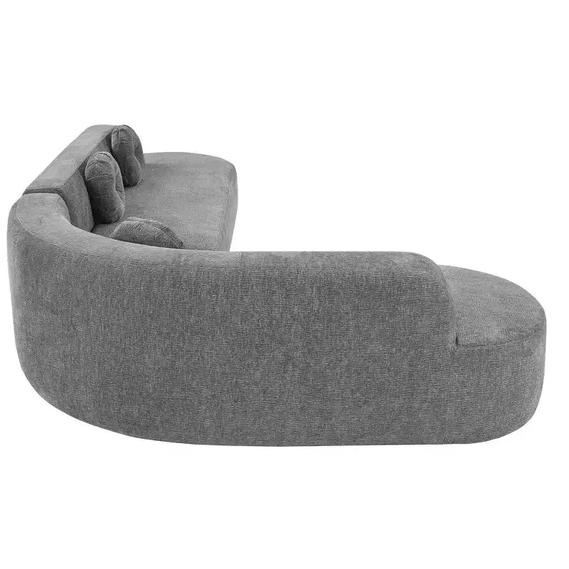Divano componibile Whisen 122'' Extra Large, Elegante Divano Imbottito in Tessuto con Tre Cuscini Rotondi, Schiuma ad Alta Resilienza