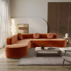 Divano componibile Whisen 122'' Extra Large, Elegante Divano Imbottito in Tessuto con Tre Cuscini Rotondi, Schiuma ad Alta Resilienza