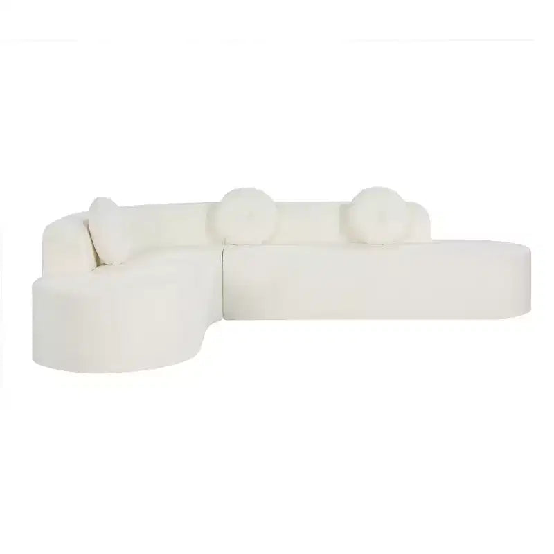 Divano componibile Whisen 122'' Extra Large, Elegante Divano Imbottito in Tessuto con Tre Cuscini Rotondi, Schiuma ad Alta Resilienza