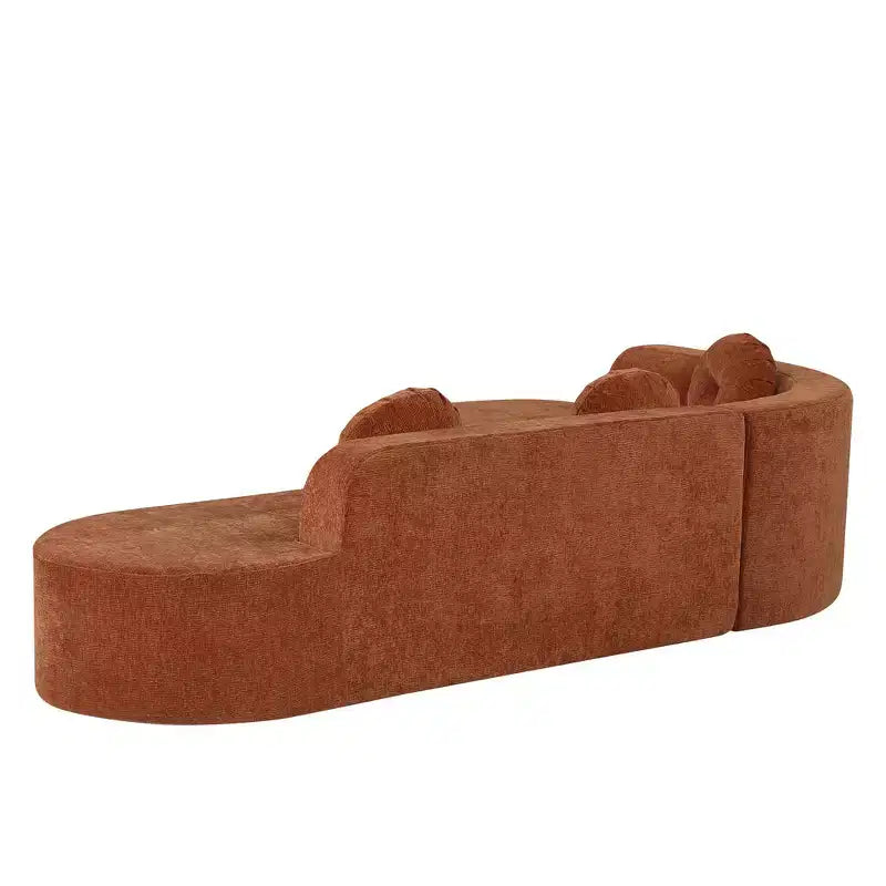 Divano componibile Whisen 122'' Extra Large, Elegante Divano Imbottito in Tessuto con Tre Cuscini Rotondi, Schiuma ad Alta Resilienza