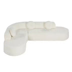 Divano componibile Whisen 122'' Extra Large, Elegante Divano Imbottito in Tessuto con Tre Cuscini Rotondi, Schiuma ad Alta Resilienza
