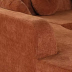 Divano componibile Whisen 122'' Extra Large, Elegante Divano Imbottito in Tessuto con Tre Cuscini Rotondi, Schiuma ad Alta Resilienza
