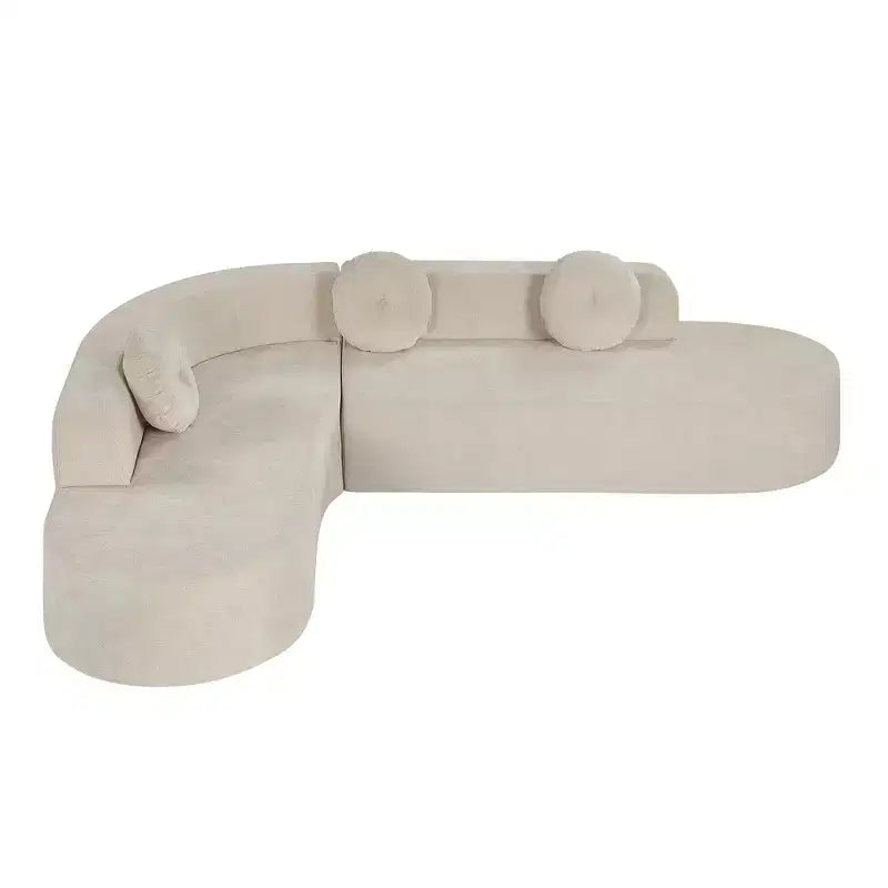 Divano componibile Whisen 122'' Extra Large, Elegante Divano Imbottito in Tessuto con Tre Cuscini Rotondi, Schiuma ad Alta Resilienza