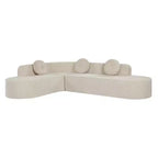 Divano componibile Whisen 122'' Extra Large, Elegante Divano Imbottito in Tessuto con Tre Cuscini Rotondi, Schiuma ad Alta Resilienza