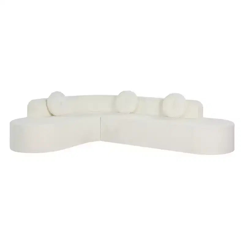 Divano componibile Whisen 122'' Extra Large, Elegante Divano Imbottito in Tessuto con Tre Cuscini Rotondi, Schiuma ad Alta Resilienza