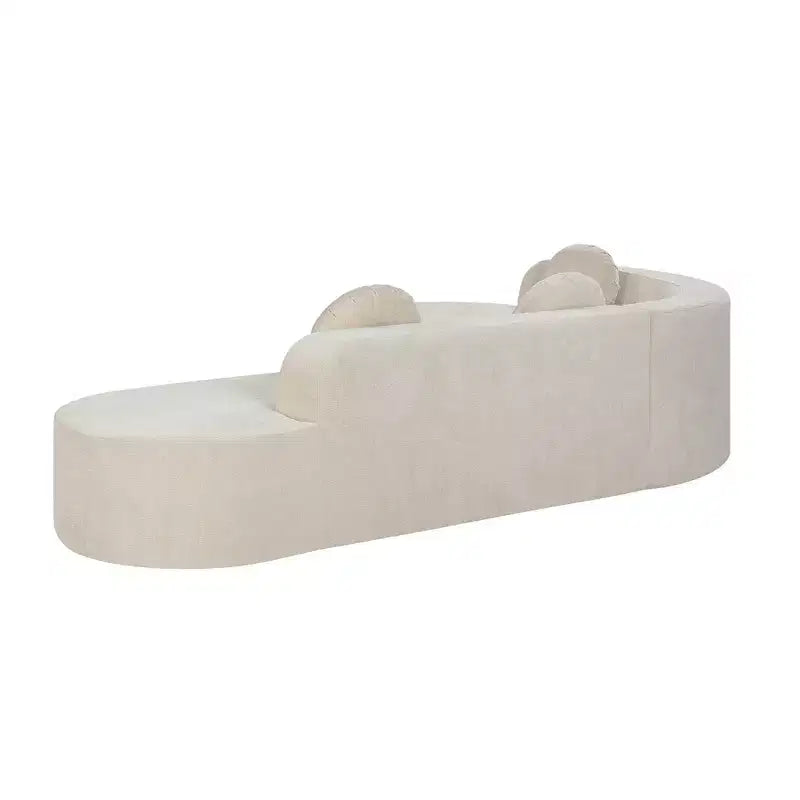 Divano componibile Whisen 122'' Extra Large, Elegante Divano Imbottito in Tessuto con Tre Cuscini Rotondi, Schiuma ad Alta Resilienza