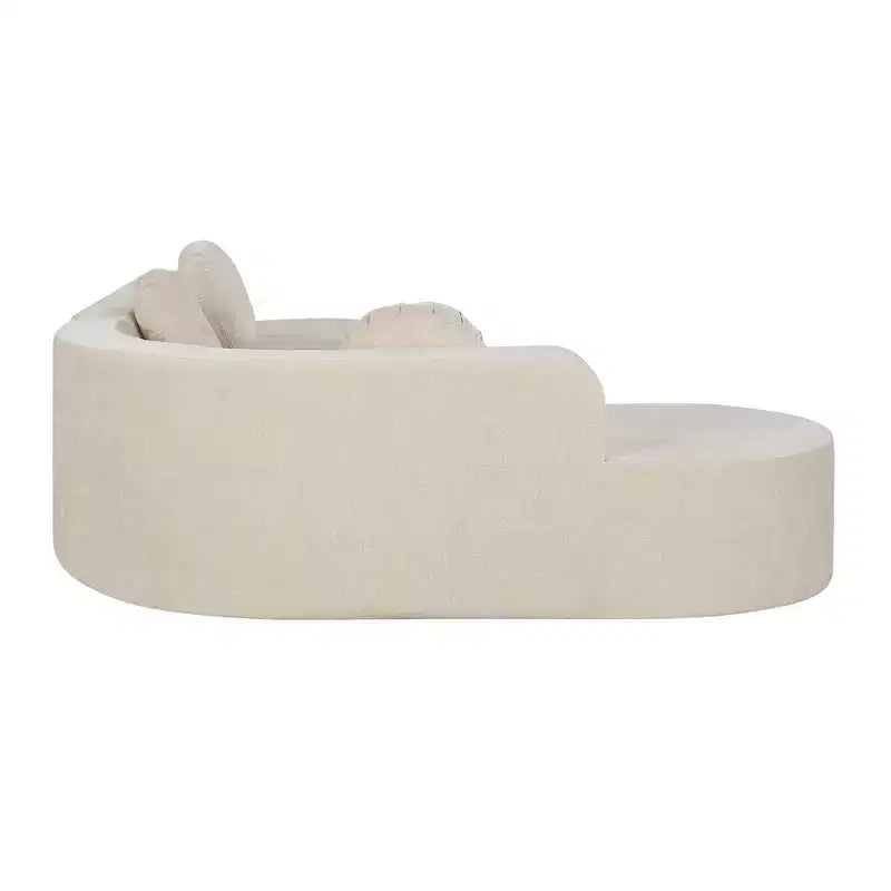 Divano componibile Whisen 122'' Extra Large, Elegante Divano Imbottito in Tessuto con Tre Cuscini Rotondi, Schiuma ad Alta Resilienza