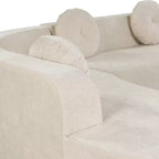 Divano componibile Whisen 122'' Extra Large, Elegante Divano Imbottito in Tessuto con Tre Cuscini Rotondi, Schiuma ad Alta Resilienza