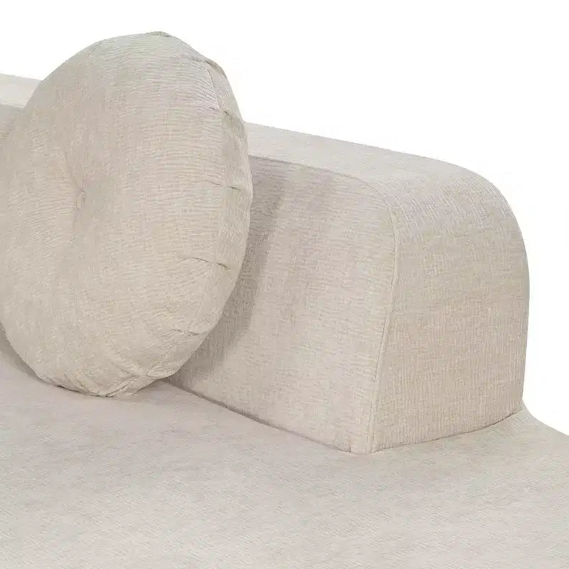 Divano componibile Whisen 122'' Extra Large, Elegante Divano Imbottito in Tessuto con Tre Cuscini Rotondi, Schiuma ad Alta Resilienza