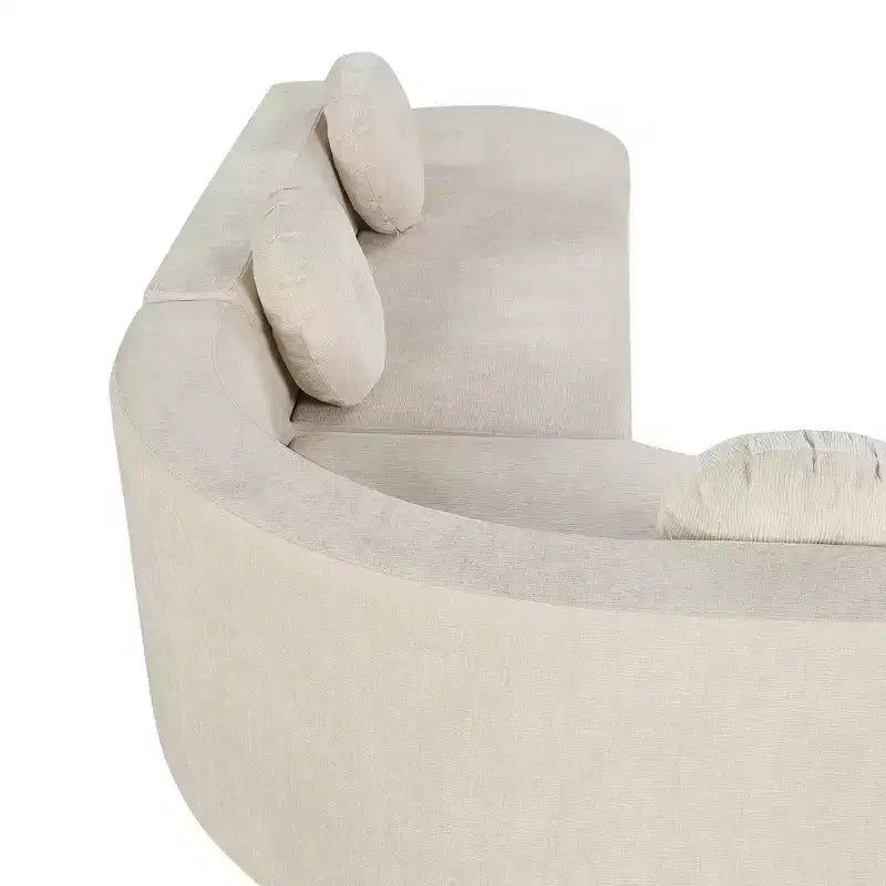 Divano componibile Whisen 122'' Extra Large, Elegante Divano Imbottito in Tessuto con Tre Cuscini Rotondi, Schiuma ad Alta Resilienza
