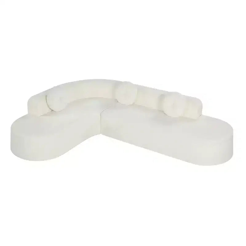Divano componibile Whisen 122'' Extra Large, Elegante Divano Imbottito in Tessuto con Tre Cuscini Rotondi, Schiuma ad Alta Resilienza