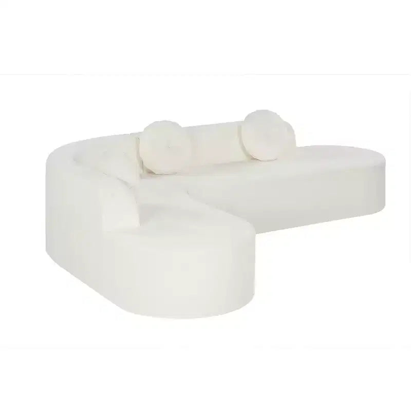Divano componibile Whisen 122'' Extra Large, Elegante Divano Imbottito in Tessuto con Tre Cuscini Rotondi, Schiuma ad Alta Resilienza