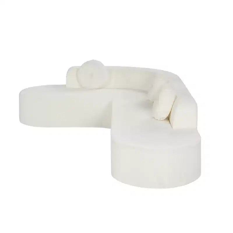 Divano componibile Whisen 122'' Extra Large, Elegante Divano Imbottito in Tessuto con Tre Cuscini Rotondi, Schiuma ad Alta Resilienza