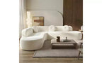 Whisen 122'' Extra Large Sectional Sofa, Elegant Fabric Upholstery Sofa Couch with Three Round Cushions , High-Resilience Foam