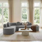 Divano componibile Whisen 122'' Extra Large, Elegante Divano Imbottito in Tessuto con Tre Cuscini Rotondi, Schiuma ad Alta Resilienza
