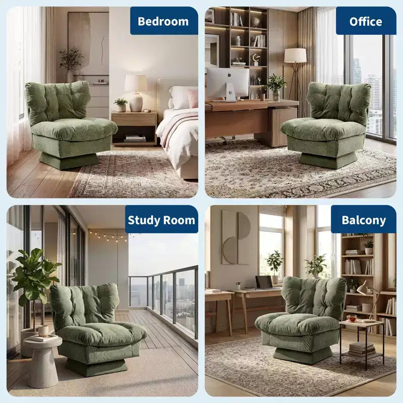 Poltrona moderna girevole - Comoda poltrona da lettura imbottita in ciniglia con cuscino spesso, poltrona decorativa per soggiorno camera da letto ufficio