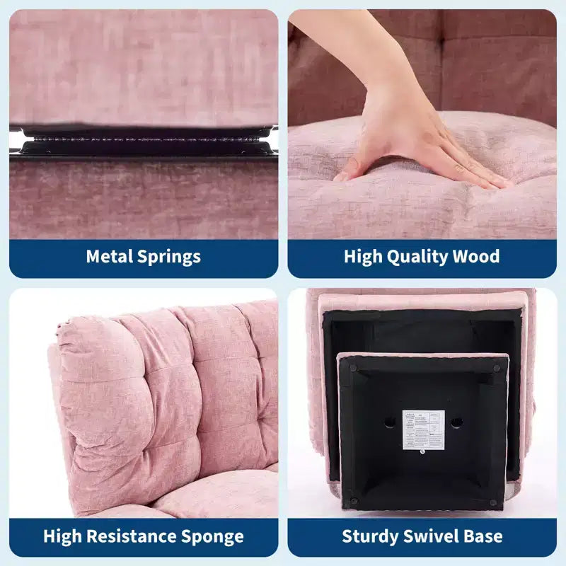 Poltrona moderna girevole - Comoda poltrona da lettura imbottita in ciniglia con cuscino spesso, poltrona decorativa per soggiorno camera da letto ufficio