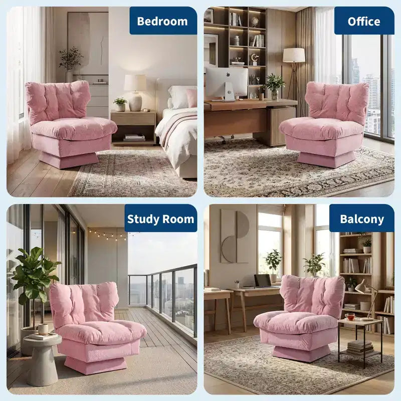 Poltrona moderna girevole - Comoda poltrona da lettura imbottita in ciniglia con cuscino spesso, poltrona decorativa per soggiorno camera da letto ufficio