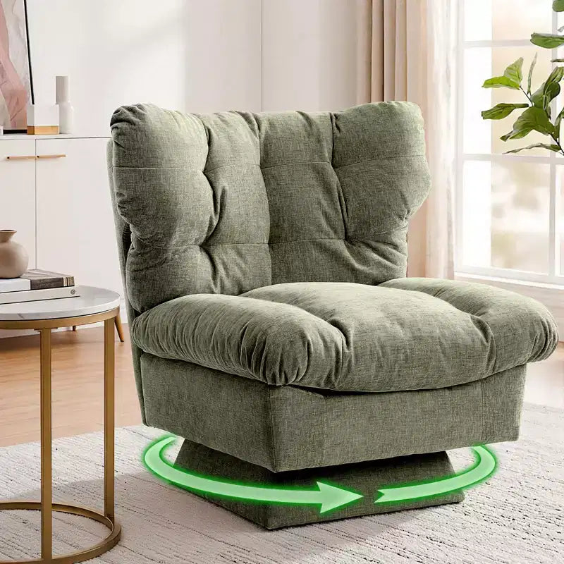 Poltrona moderna girevole - Comoda poltrona da lettura imbottita in ciniglia con cuscino spesso, poltrona decorativa per soggiorno camera da letto ufficio