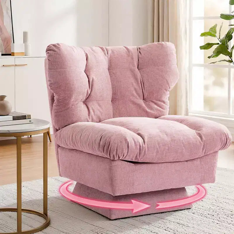 Poltrona moderna girevole - Comoda poltrona da lettura imbottita in ciniglia con cuscino spesso, poltrona decorativa per soggiorno camera da letto ufficio
