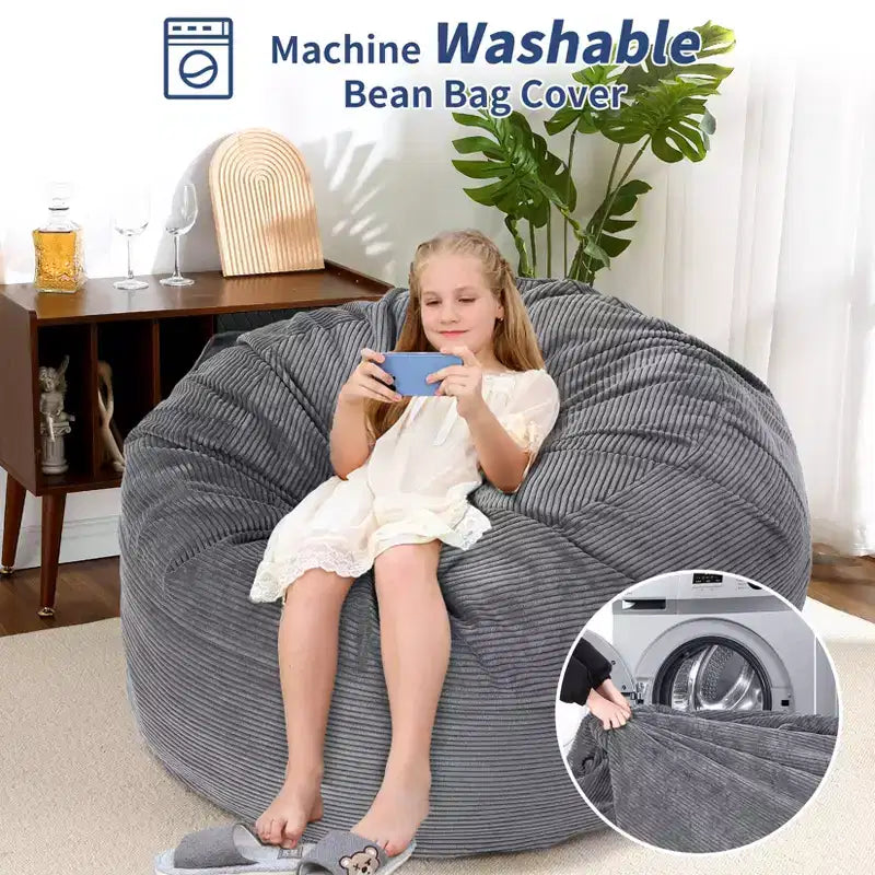 Poltrona Sacco Trasformabile COZONY, Letto e Divano 2 in 1 in Velluto a Coste con Rivestimento Rimovibile