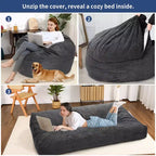 Poltrona Sacco Trasformabile COZONY, Letto e Divano 2 in 1 in Velluto a Coste con Rivestimento Rimovibile