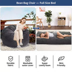 Poltrona Sacco Trasformabile COZONY, Letto e Divano 2 in 1 in Velluto a Coste con Rivestimento Rimovibile