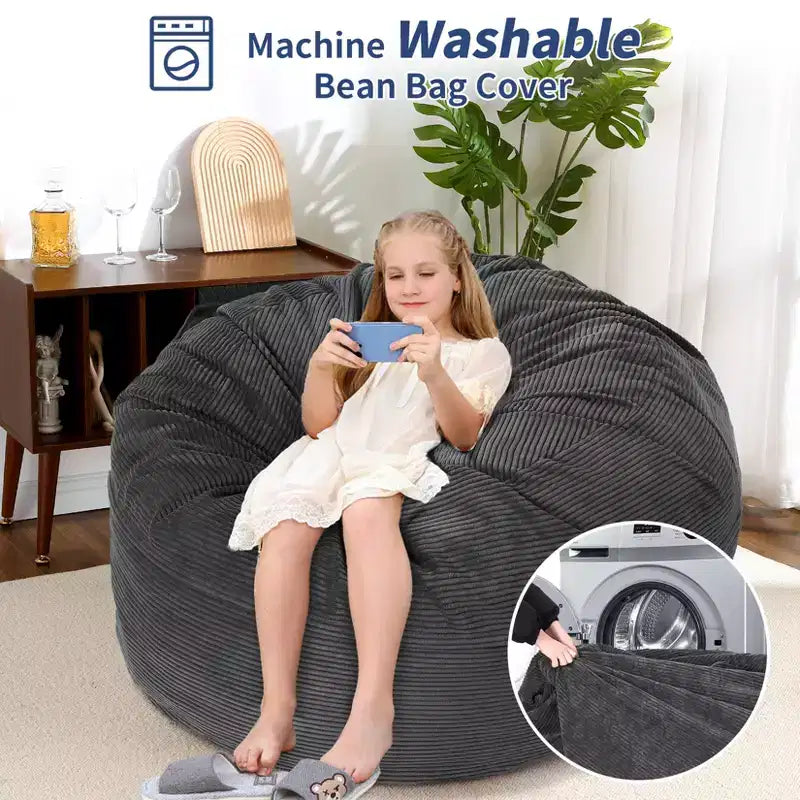 Poltrona Sacco Trasformabile COZONY, Letto e Divano 2 in 1 in Velluto a Coste con Rivestimento Rimovibile