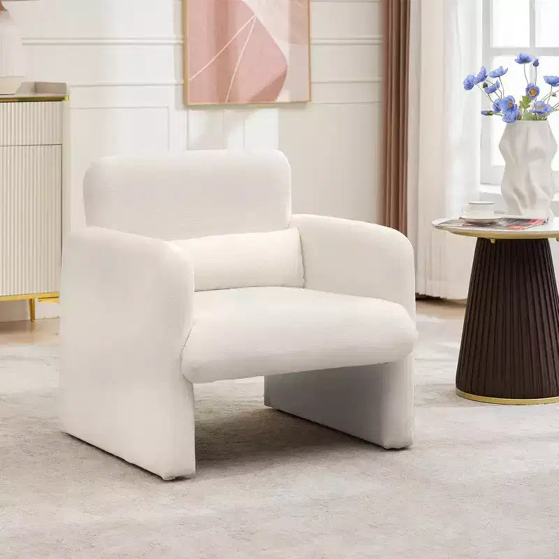 Poltrona con braccioli, poltrona da soggiorno moderna in tessuto ciniglia, poltrona imbottita, poltrona singola per camera da letto, ufficio, appartamento