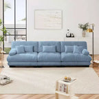 MAYEERTY 3 Seater Sectional Sofa Modular Deep Seat Couch Upholstered Furniture for Living Room Blue