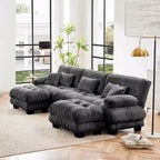 MAYEERTY Divano sezionale modulare di lusso a forma di U Cloud Couch con 2 pouf per soggiorno, grigio