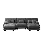 MAYEERTY Divano sezionale modulare di lusso a forma di U Cloud Couch con 2 pouf per soggiorno, grigio