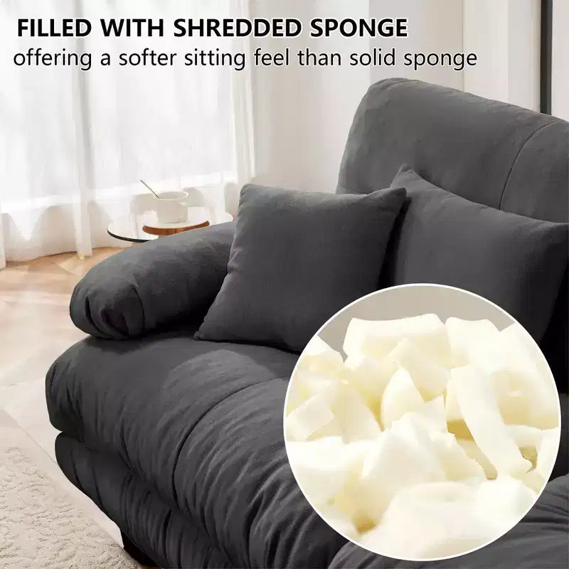 MAYEERTY Divano sezionale modulare di lusso a forma di U Cloud Couch con 2 pouf per soggiorno, grigio