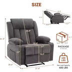 Poltrona Reclinabile Massaggiante Oversize con Calore e Vibrazione, Ampia Poltrona Reclinabile a Dondolo con Tasche Laterali per Soggiorno, Camera da Letto, Home Theater