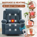 Poltrona Reclinabile Massaggiante Oversize con Calore e Vibrazione, Ampia Poltrona Reclinabile a Dondolo con Tasche Laterali per Soggiorno, Camera da Letto, Home Theater