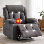 Poltrona Reclinabile Massaggiante Oversize con Calore e Vibrazione, Ampia Poltrona Reclinabile a Dondolo con Tasche Laterali per Soggiorno, Camera da Letto, Home Theater