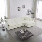 MAYEERTY Free Conbination Comfy Upholstery Modular Oversized L Shaped Sectional Sofa with Ottoman for Living Room White