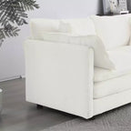 MAYEERTY Divano componibile a L di grandi dimensioni con rivestimento comodo e modulare, con pouf per soggiorno, colore bianco