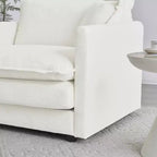 MAYEERTY Divano componibile a L di grandi dimensioni con rivestimento comodo e modulare, con pouf per soggiorno, colore bianco