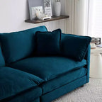 Divano sezionale a L modulare MAYEERTY con combinazione libera e pouf reversibile, oversize, per soggiorno, blu