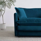 Divano sezionale a L modulare MAYEERTY con combinazione libera e pouf reversibile, oversize, per soggiorno, blu