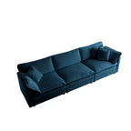Divano sezionale a L modulare MAYEERTY con combinazione libera e pouf reversibile, oversize, per soggiorno, blu